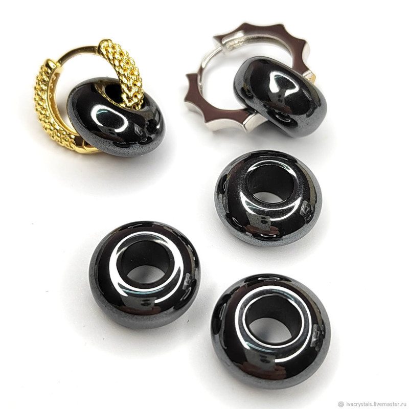 Гематит подвеска бублик 14 мм, ШТУКА