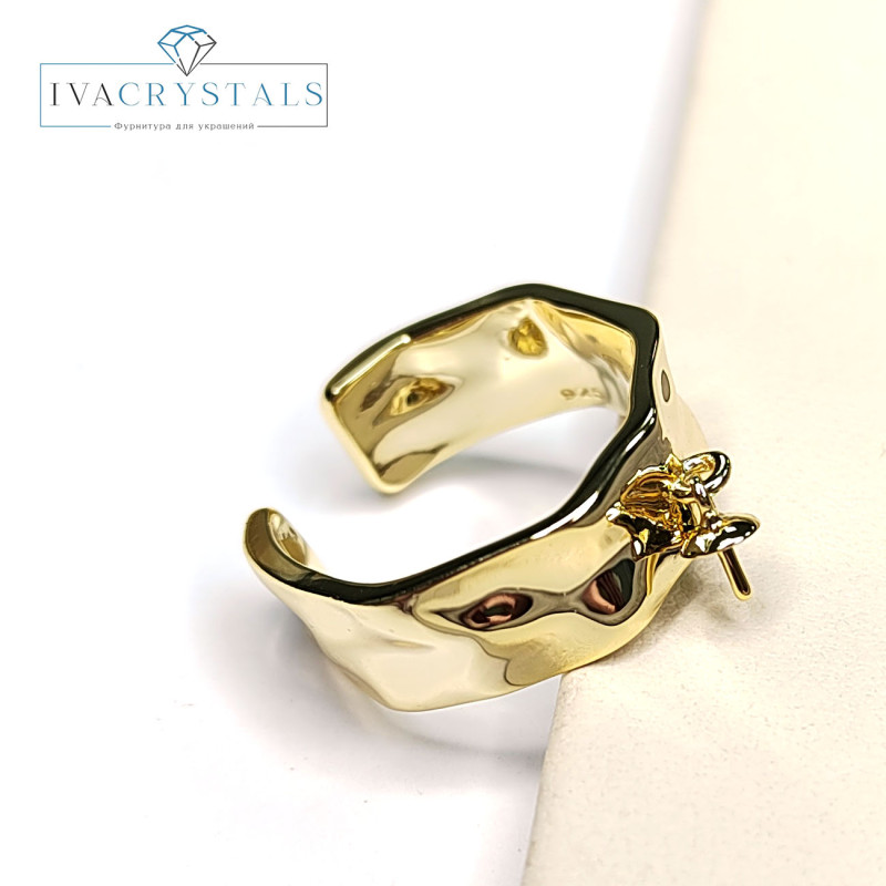 Кольцо-основа Мятый металл со штифтом для вклейки