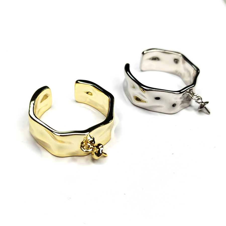 Кольцо-основа Мятый металл со штифтом для вклейки