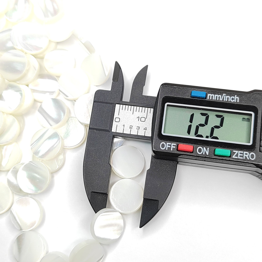 12 мм Перламутр белый натуральный Монетка, НИТЬ 39 см