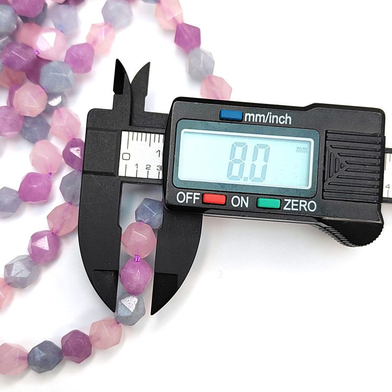 Микс 8 мм натуральные камни в огранке (аметист, розовый кварц, аквамарин)