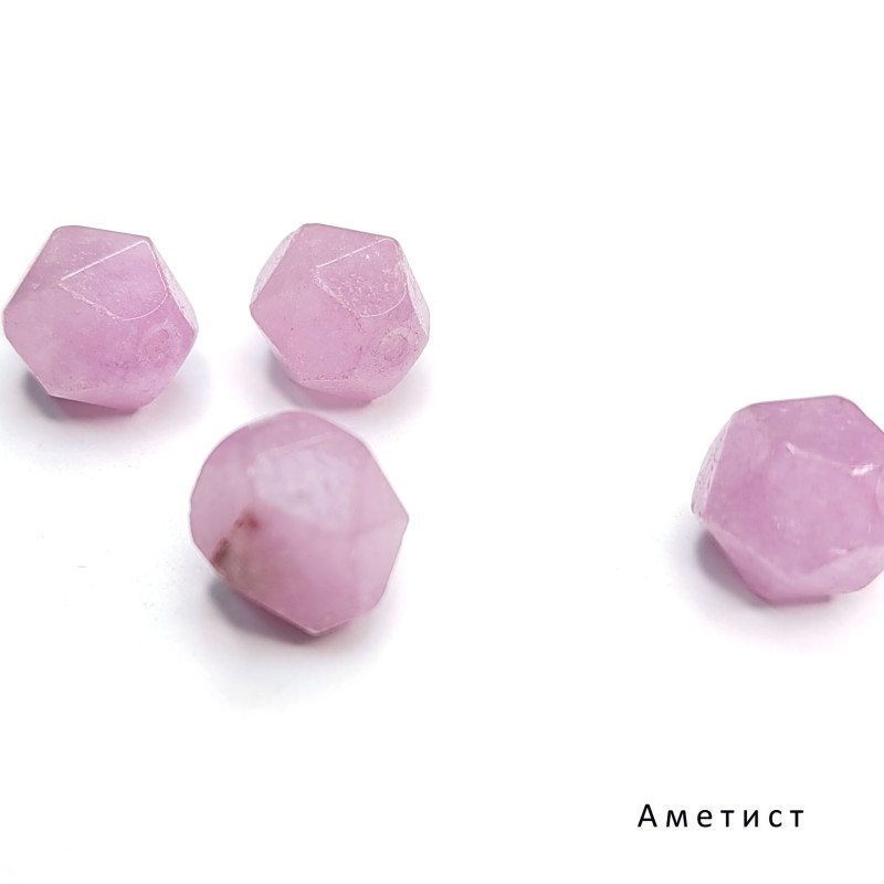 Микс 8 мм натуральные камни в огранке (аметист, розовый кварц, аквамарин)