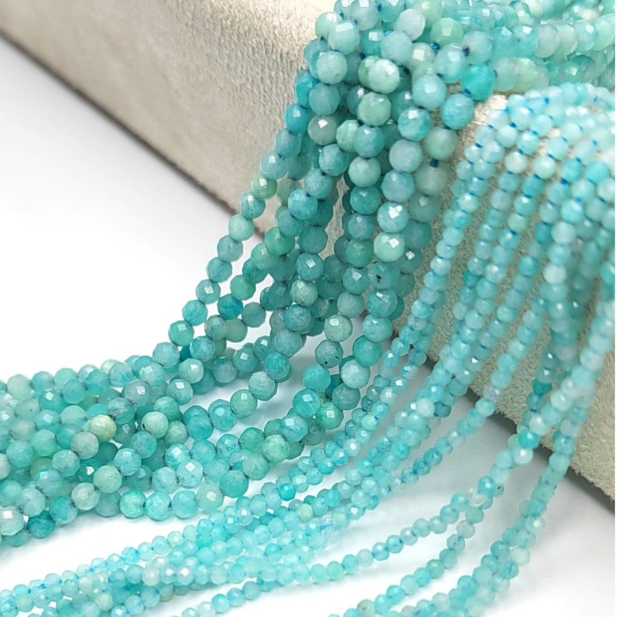 3 мм Амазонит граненый натуральный, НИТЬ 38 см