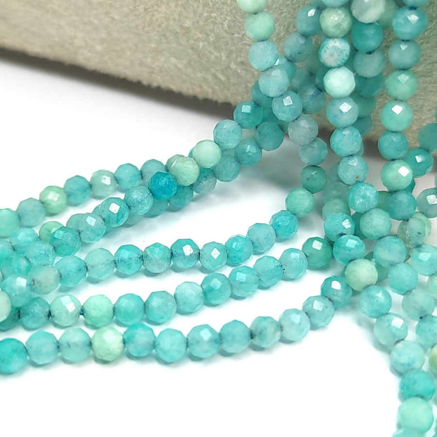 3 мм Амазонит граненый натуральный, НИТЬ 38 см