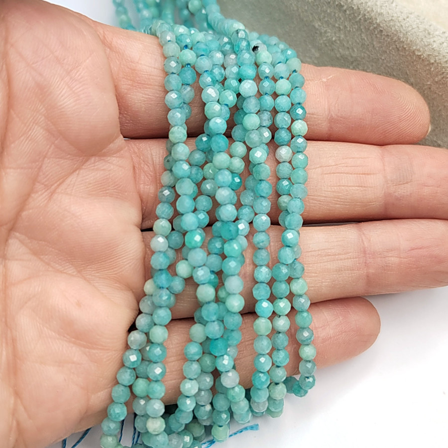 3 мм Амазонит граненый натуральный, НИТЬ 38 см
