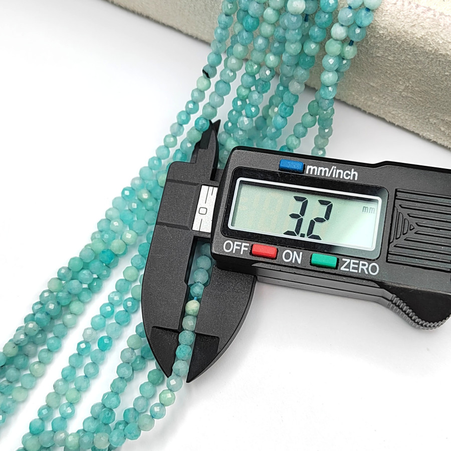 3 мм Амазонит граненый натуральный, НИТЬ 38 см