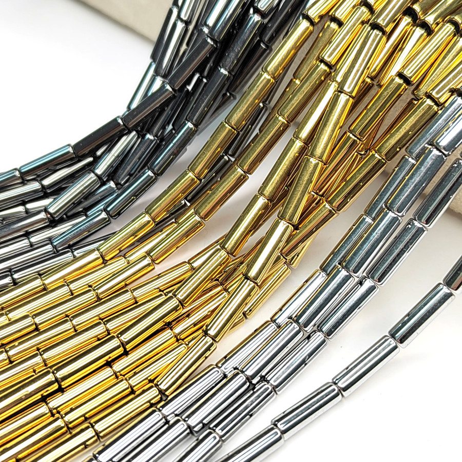 Гематит Трубочки 13х4 мм, НИТЬ 40 см