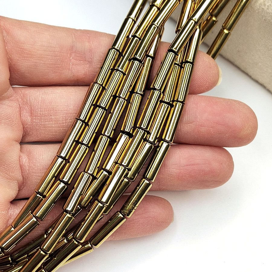 Гематит Трубочки 13х4 мм, НИТЬ 40 см