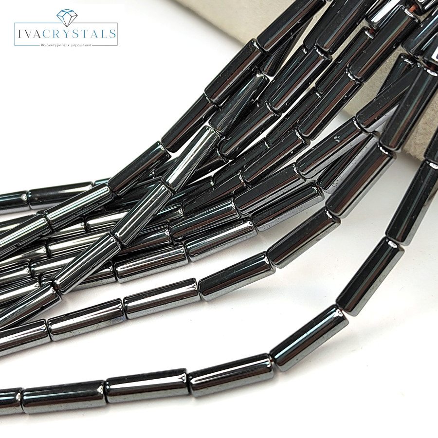 Гематит Трубочки 13х4 мм, НИТЬ 40 см Черный