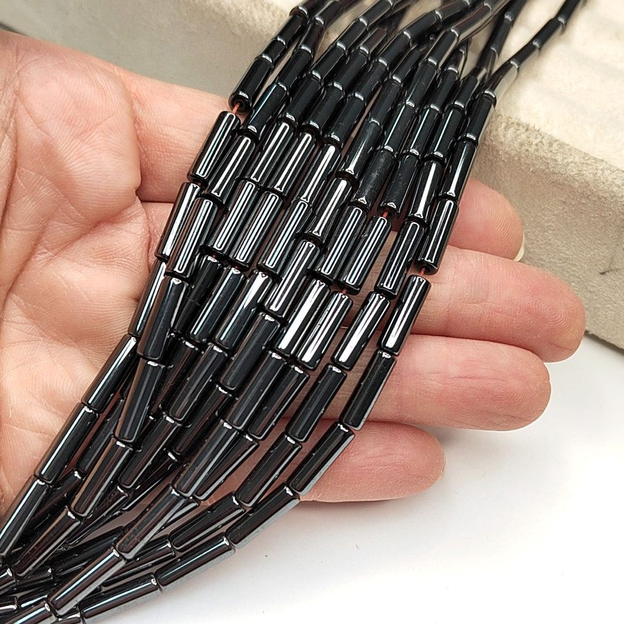 Гематит Трубочки 13х4 мм, НИТЬ 40 см