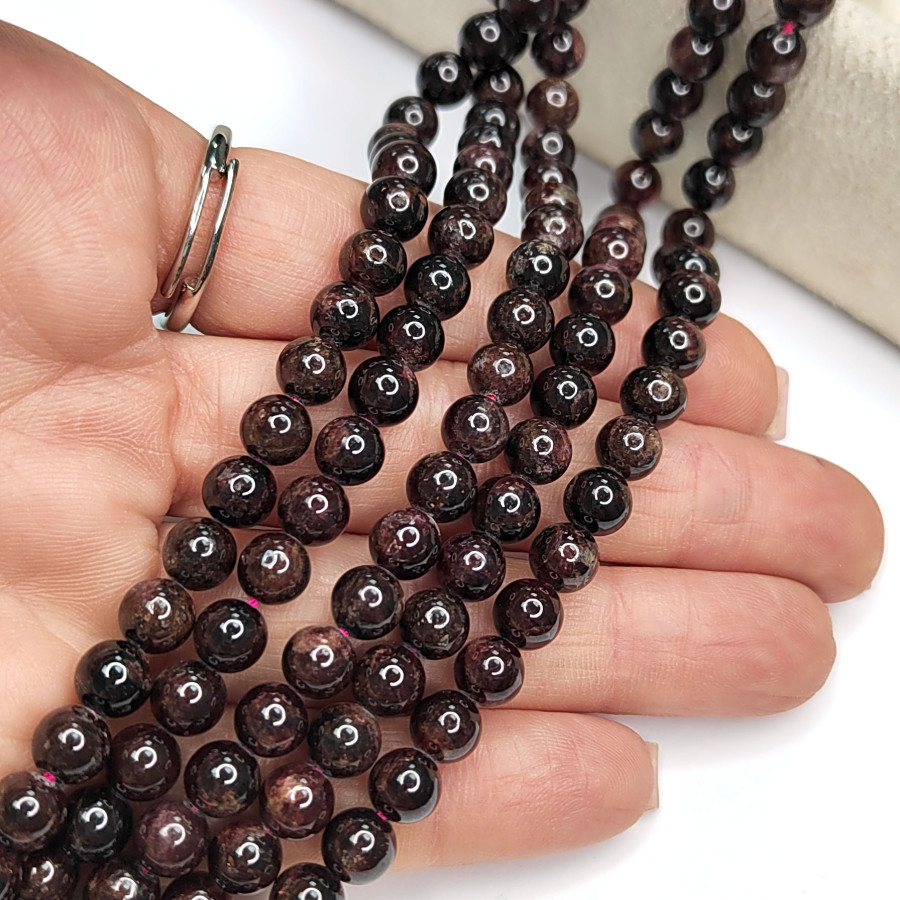 6,4 мм Гранат натуральный камень, гладкий шар, НИТЬ 38-39 см