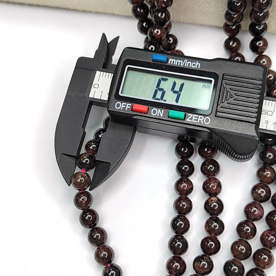 6,4 мм Гранат натуральный камень, гладкий шар, НИТЬ 38-39 см