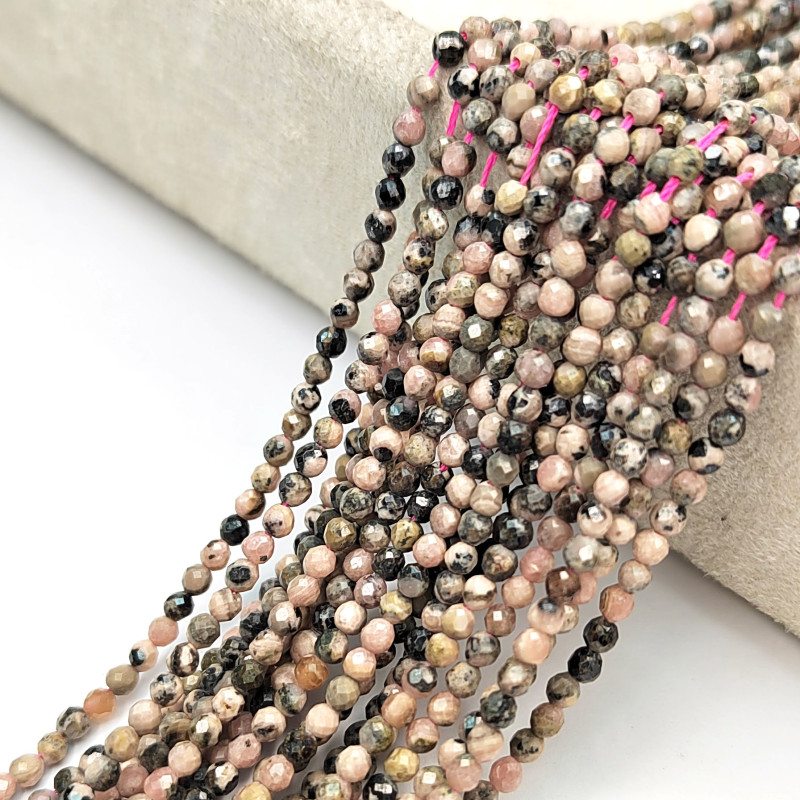 2,8 мм Родохрозит граненый натуральный, НИТЬ 39 см