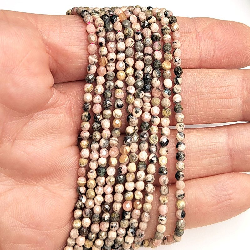 2,8 мм Родохрозит граненый натуральный, НИТЬ 39 см