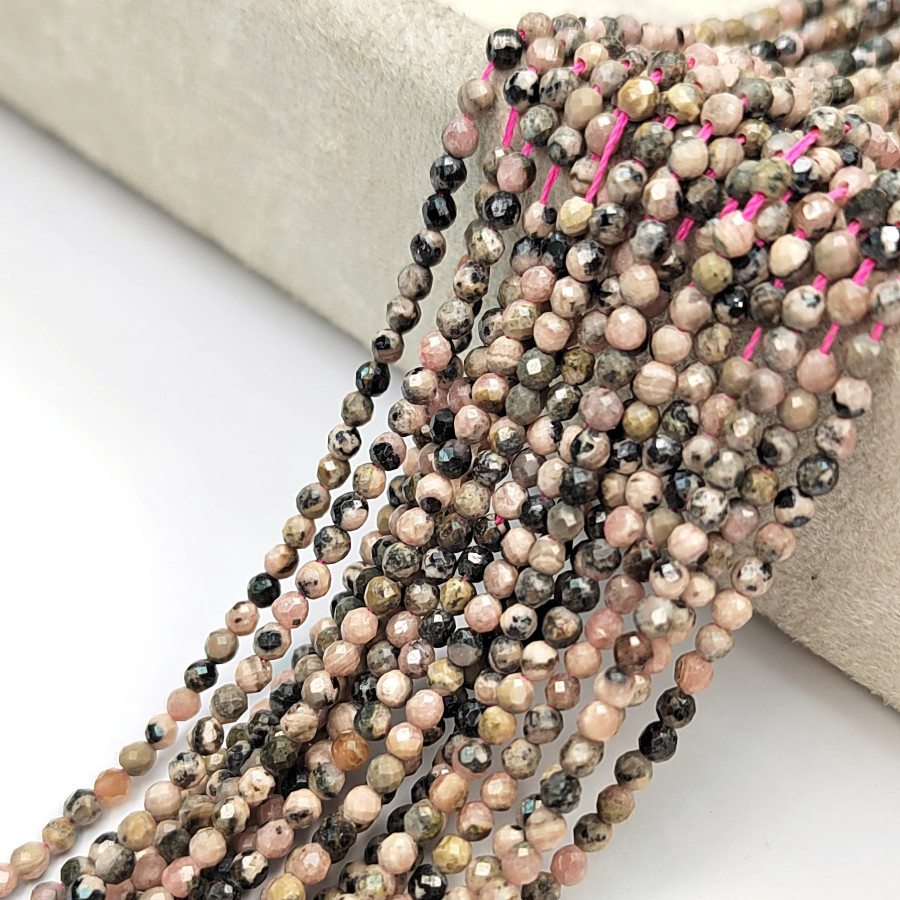 2,8 мм Родохрозит граненый натуральный, НИТЬ 39 см