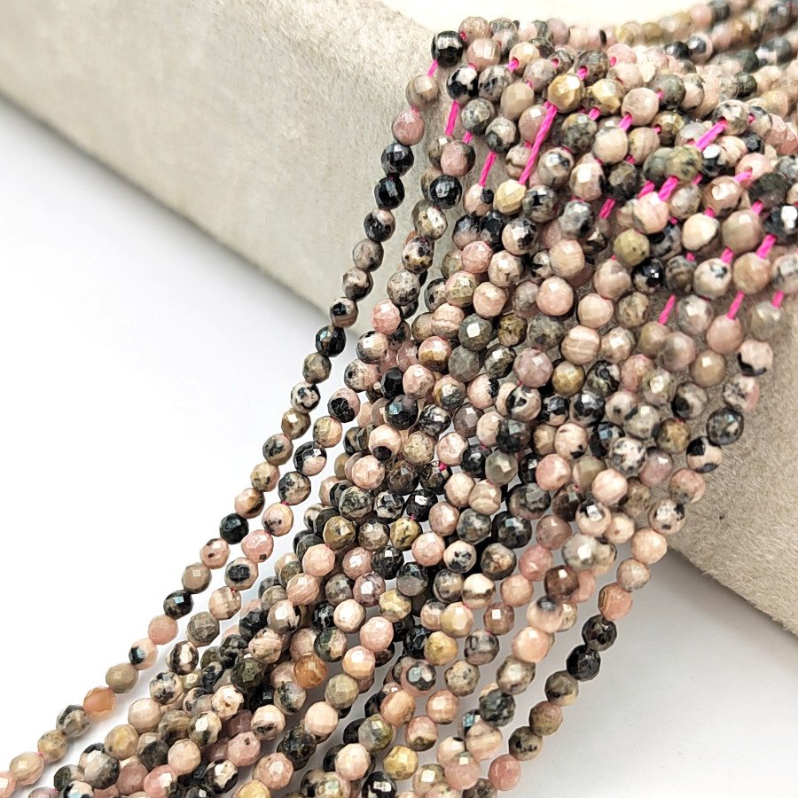 2,8 мм Родохрозит граненый натуральный, НИТЬ 39 см