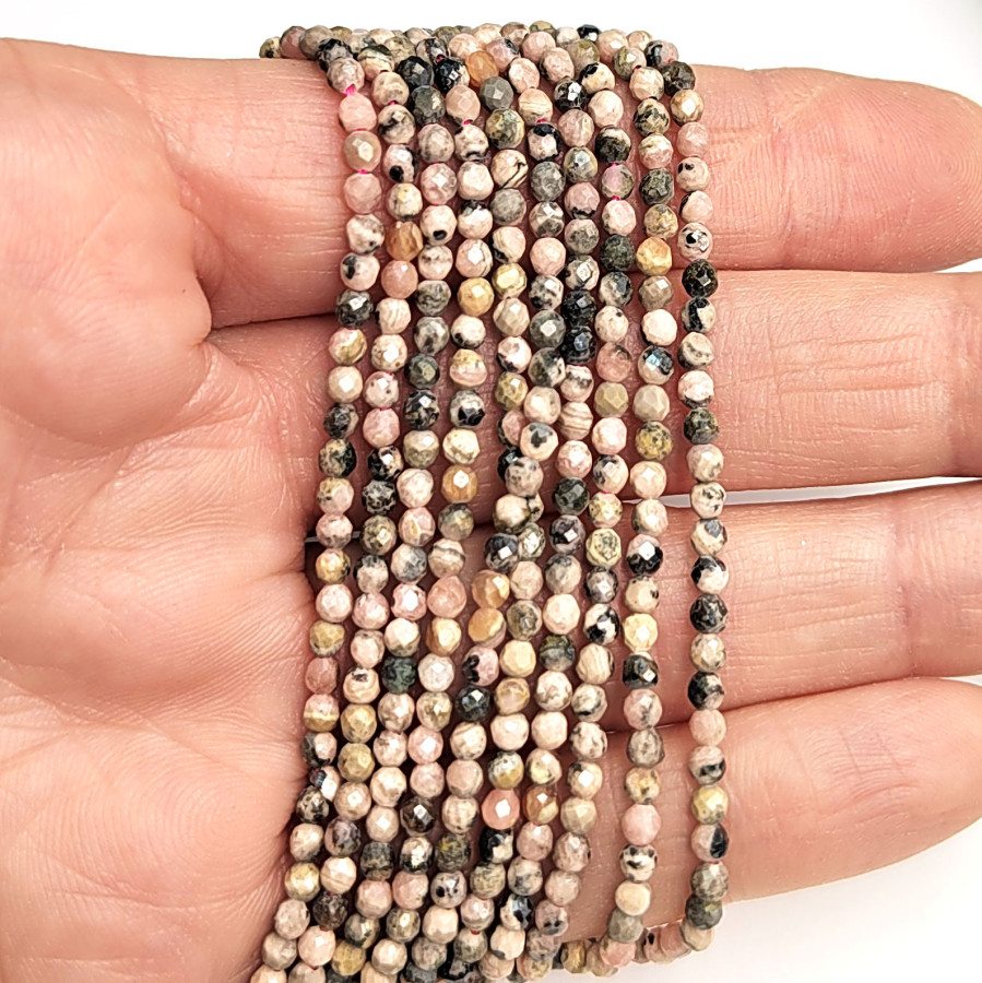 2,8 мм Родохрозит граненый натуральный, НИТЬ 39 см