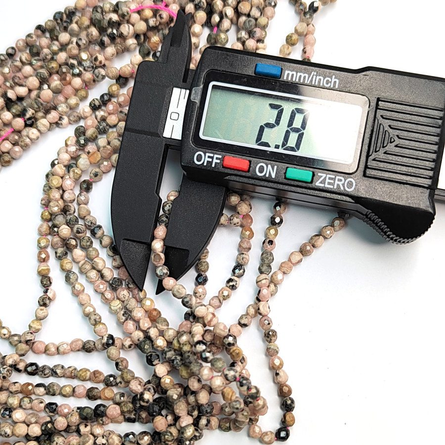 2,8 мм Родохрозит граненый натуральный, НИТЬ 39 см