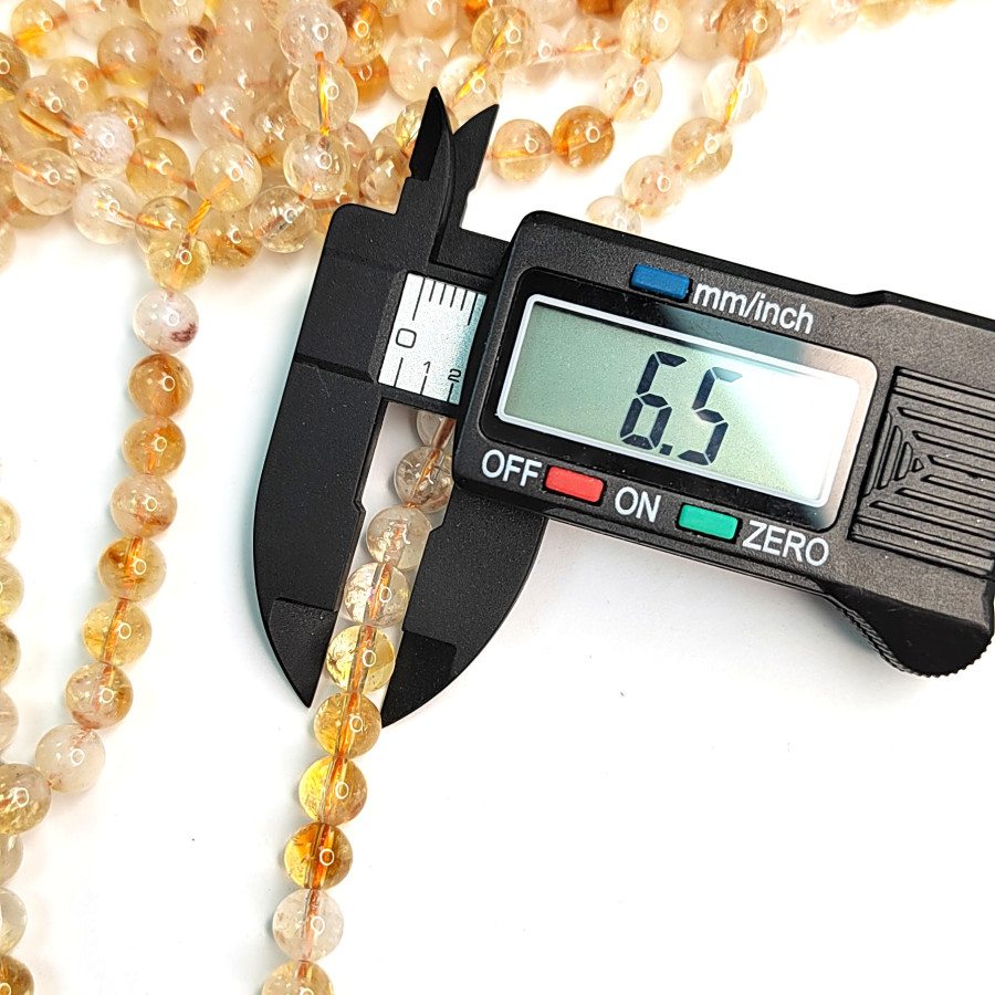 6,5 мм Цитрин натуральный форма шар, нить 39 см