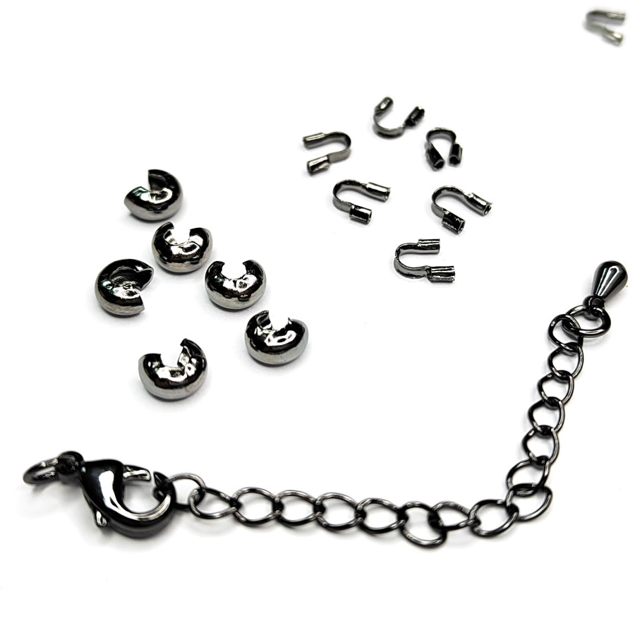 10 мм Замочек карабин лобстер с цепочкой (Капля), цвет Чёрный