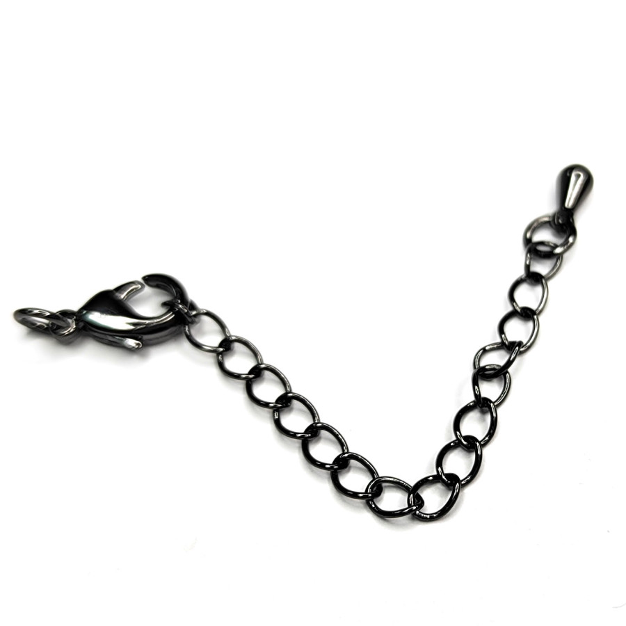 10 мм Замочек карабин лобстер с цепочкой (Капля), цвет Чёрный