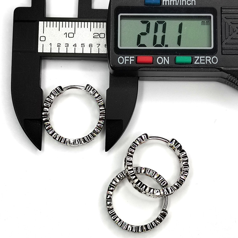 Серьги Конго Клевер 20х4 мм, покрытие родий, пара