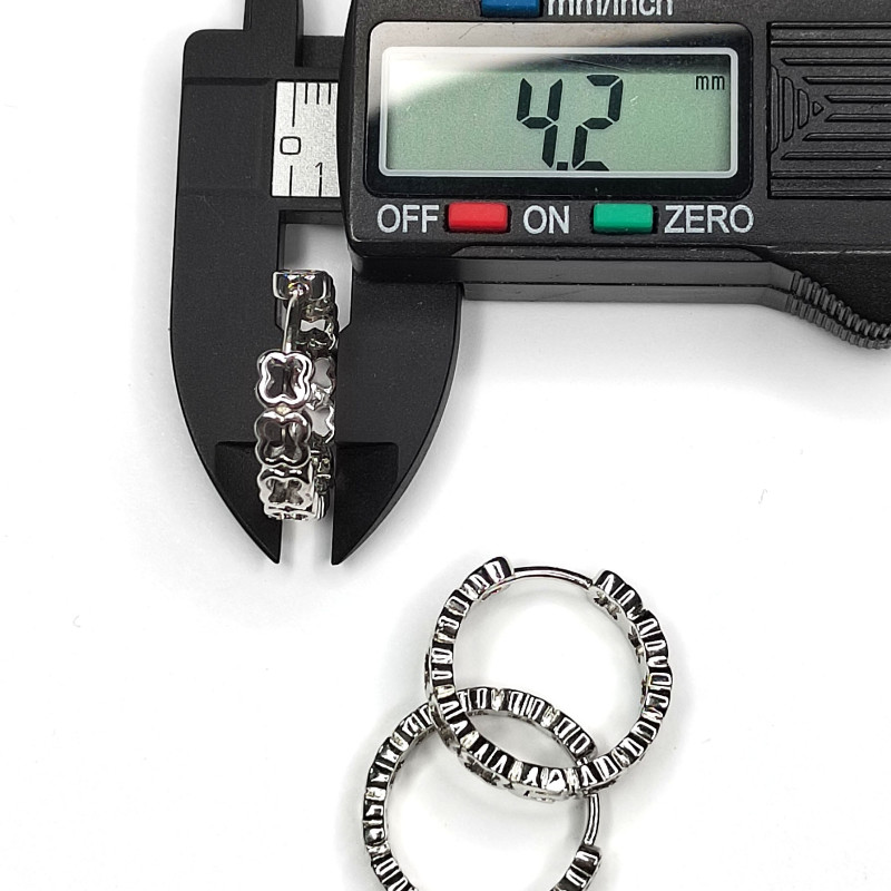 Серьги Конго Клевер 20х4 мм, покрытие родий, пара