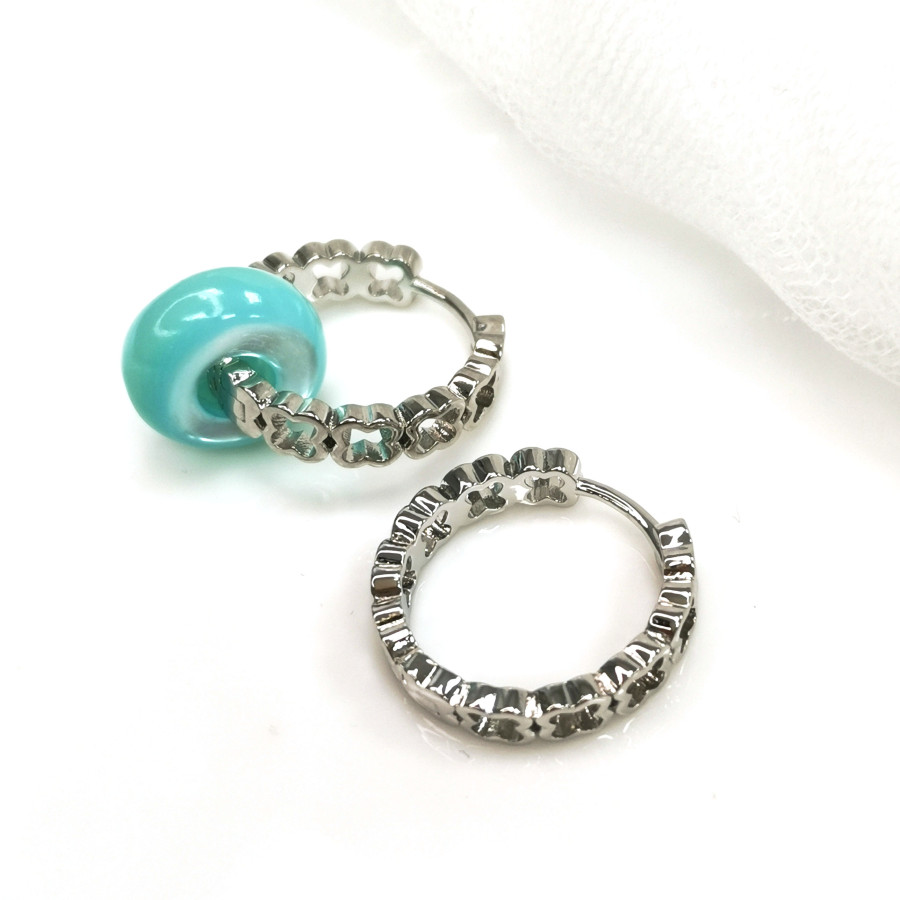 Серьги Конго Клевер 20х4 мм, покрытие родий, пара