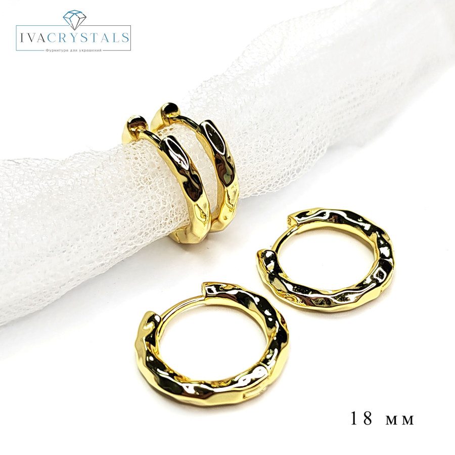 Швензы Конго Мятый металл 18х2,8 мм, пара покрытие Позолота