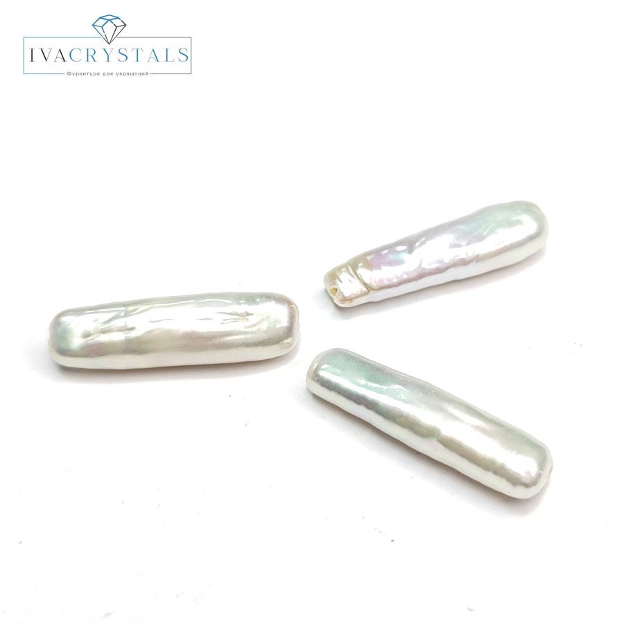 Жемчуг натуральный Бива 24х7 мм белый, культивированный, ШТУКА