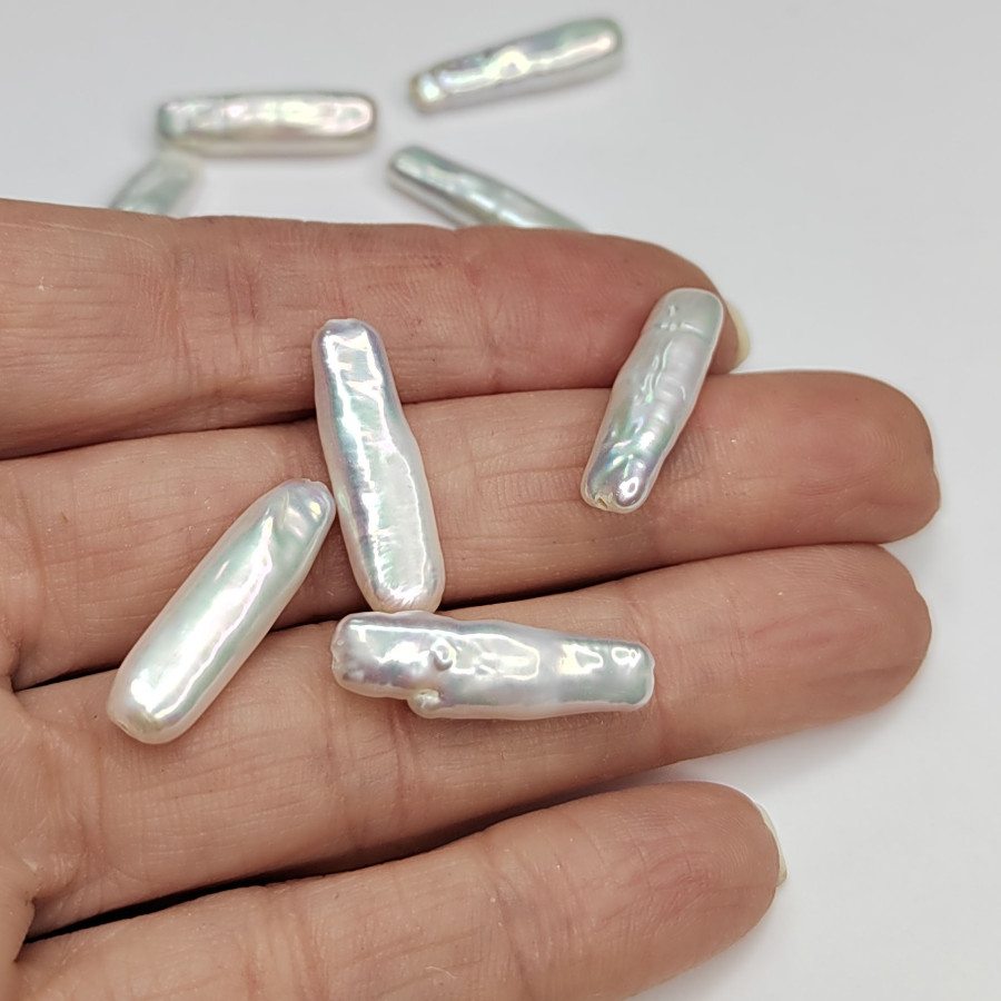 Жемчуг натуральный Бива 24х7 мм белый, культивированный, ШТУКА