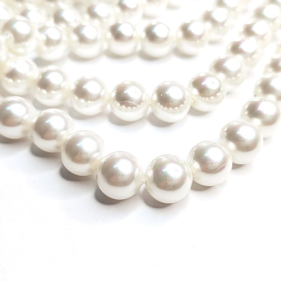 10 мм Жемчуг майорка LUX, цвет молочный, нить 40 см
