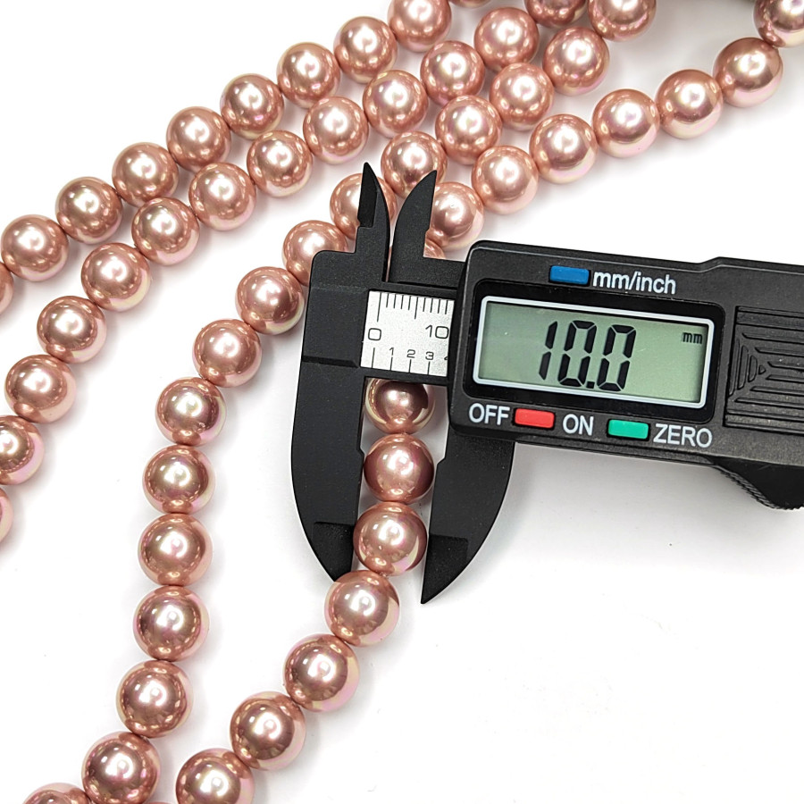 10 мм Жемчуг Майорка LUX Пыльная роза, нить 39-40 см