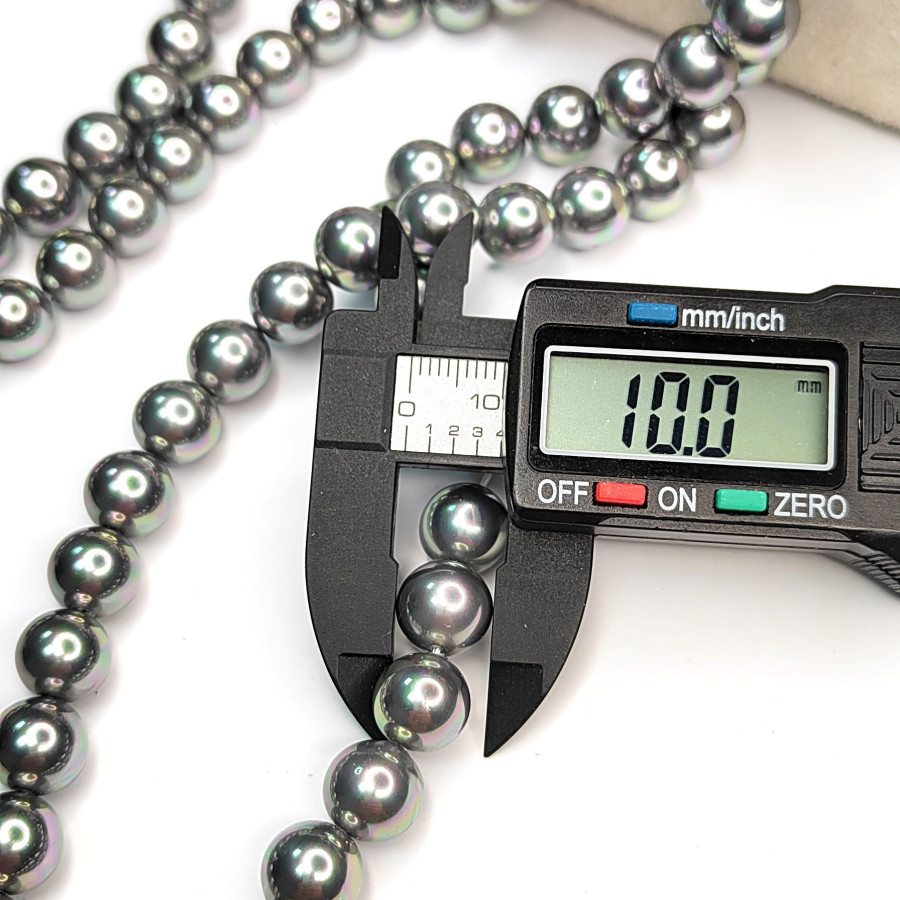 10 мм Жемчуг Майорка LUX Металлик, серебристый серый, НИТЬ 39-40 см