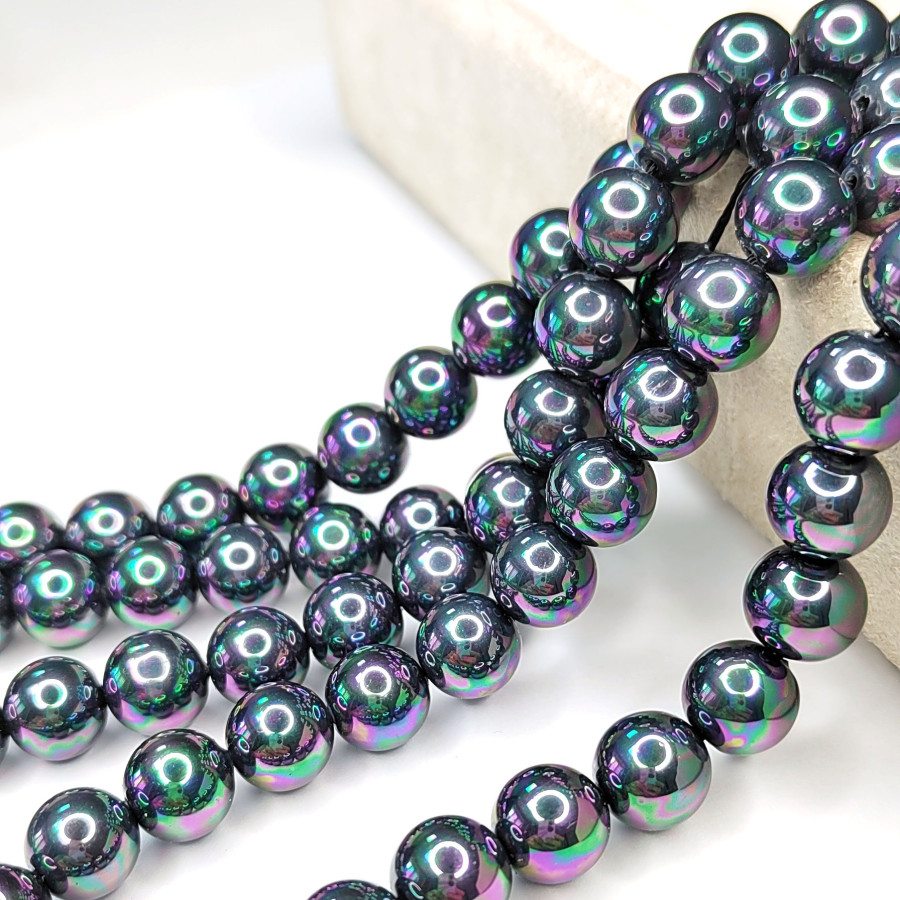 10 мм Жемчуг Shell Pearl Черный с отливом, нить