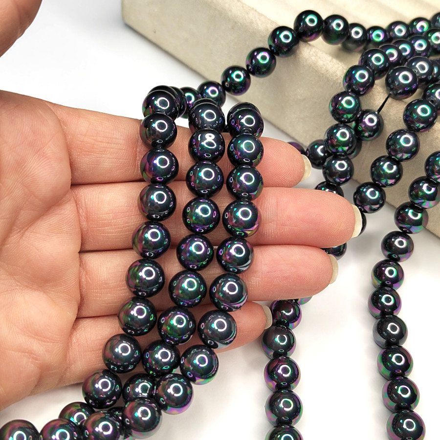 10 мм Жемчуг Shell Pearl Черный с отливом, нить