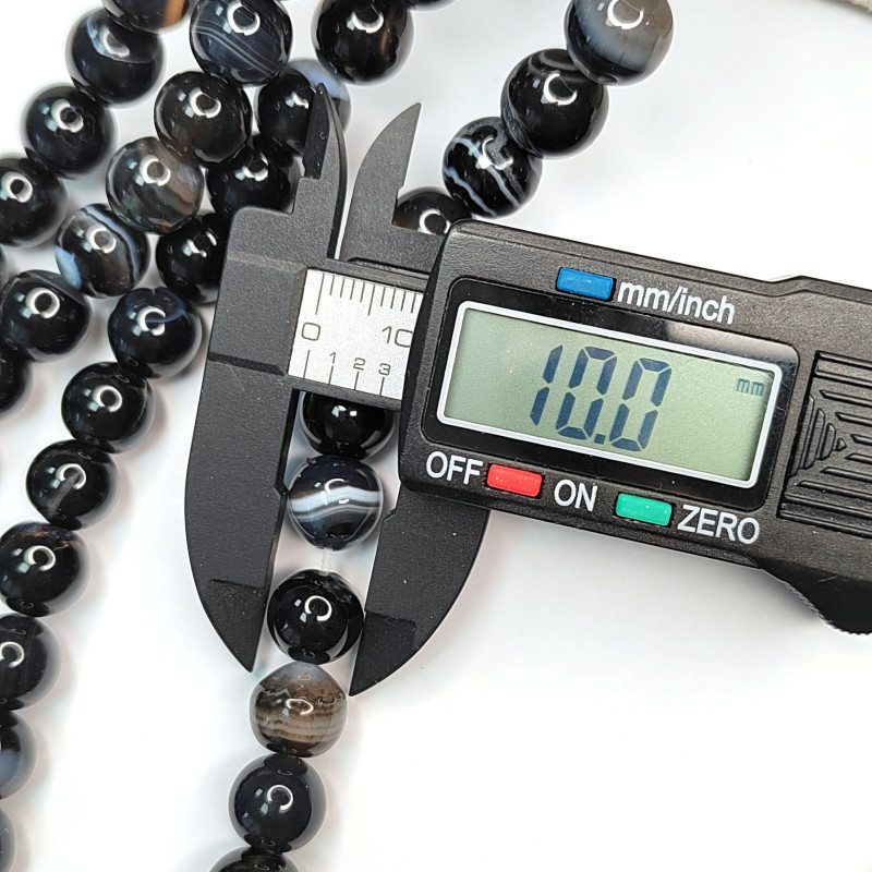 Агат черный натуральный, бусины гладкий шар