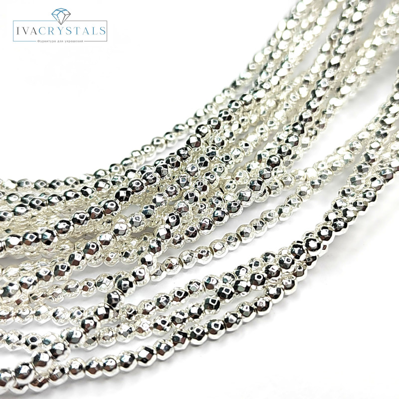 2 мм Гематит граненый, нить 40 см