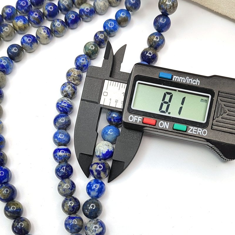 Лазурит натуральный 8 мм, гладкий шар, нить 37,5 мм