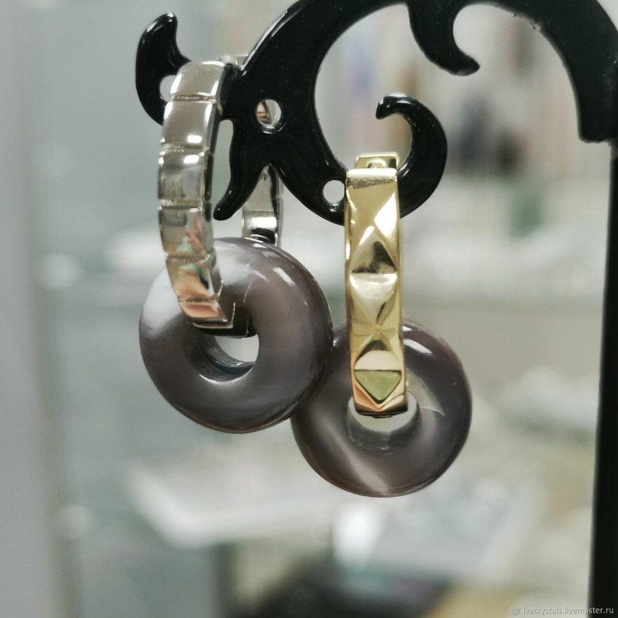 Перламутр 14 мм подвеска бублик, цвет шоколадный, ШТУКА