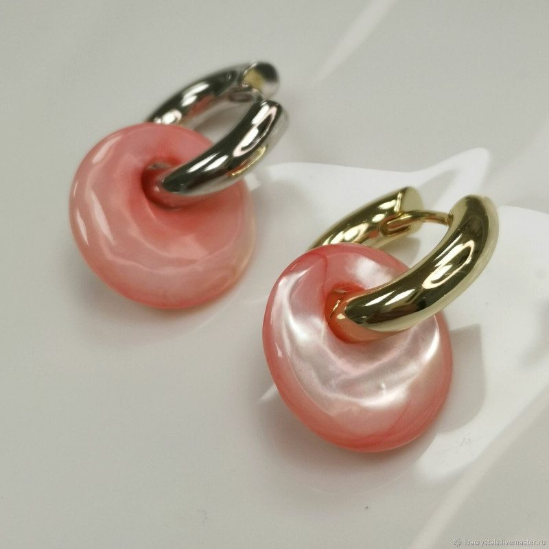 Перламутр розовый 18 мм подвеска бублик, ШТУКА