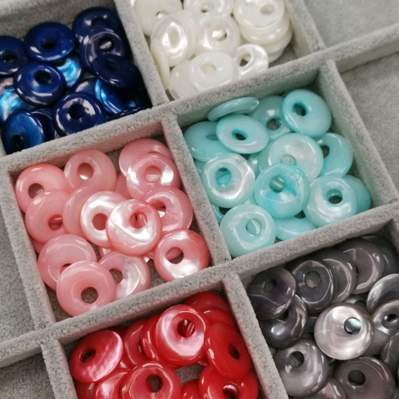 Перламутр розовый 18 мм подвеска бублик, ШТУКА