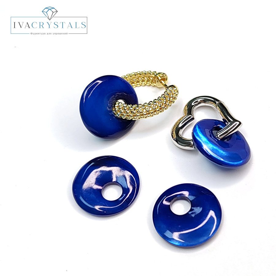 Перламутр синий 18 мм подвеска бублик, ШТУКА