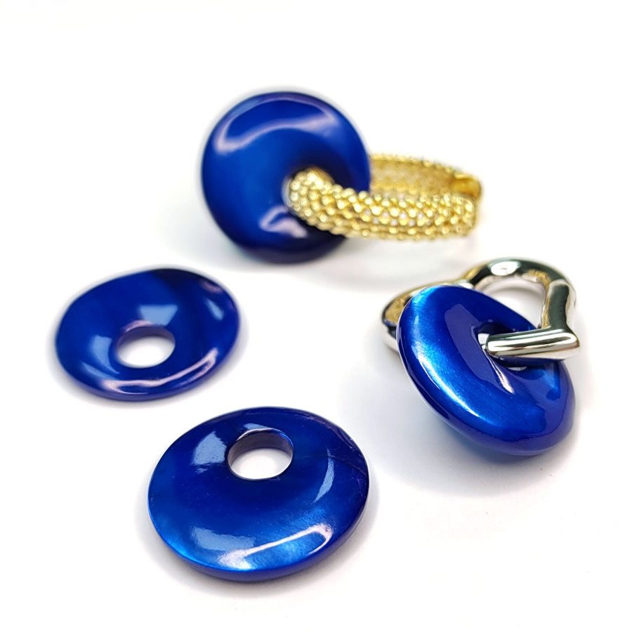 Перламутр синий 18 мм подвеска бублик, ШТУКА