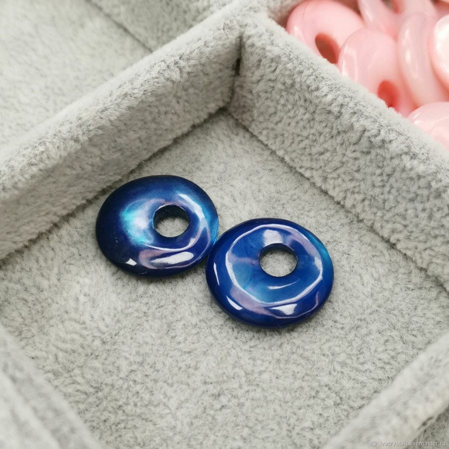 Перламутр синий 18 мм подвеска бублик, ШТУКА