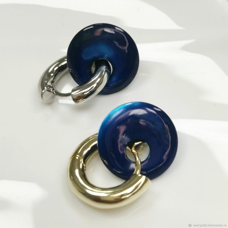 Перламутр синий 18 мм подвеска бублик, ШТУКА