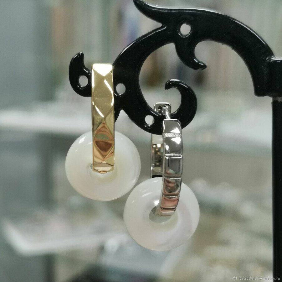 Перламутр белый 14 мм подвеска бублик, ШТУКА