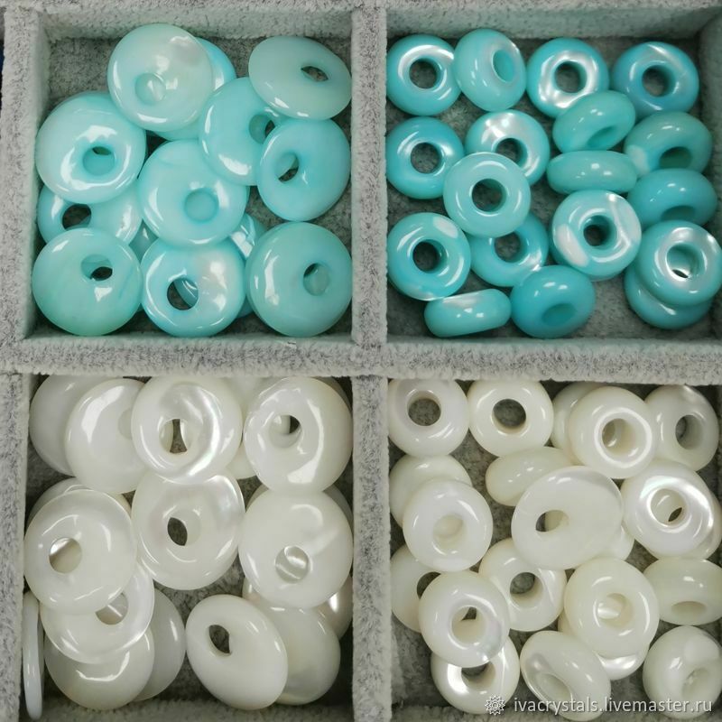 Перламутр белый 14 мм подвеска бублик, ШТУКА