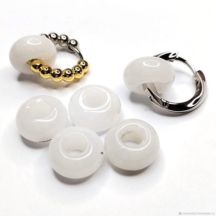 Агат белый подвеска бублик 14 мм, ШТУКА