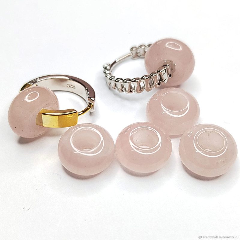 Розовый кварц подвеска бублик 14 мм, ШТУКА